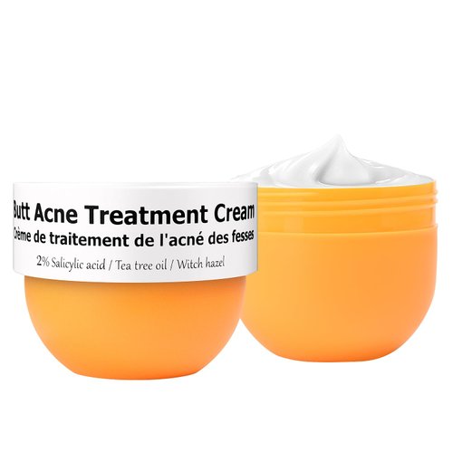 Butt Acne Clearing Treatment, Moisturizer Cream with 2% Salicylic Acid, Tea Tree Oil & Witch Hazel, Body Back Acne Treatment, Cystic Acne Treatment for Skin Delicate and Smooth 2.4oz