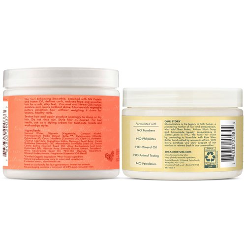 SheaMoisture Curly Hair Care Bundle – Coconut & Hibiscus Curl Enhancing Smoothie & Jamaican Black Castor Oil Strengthen & Restore Leave-In Conditioner, Curl Cream, Frizz Control (2 Piece Set)