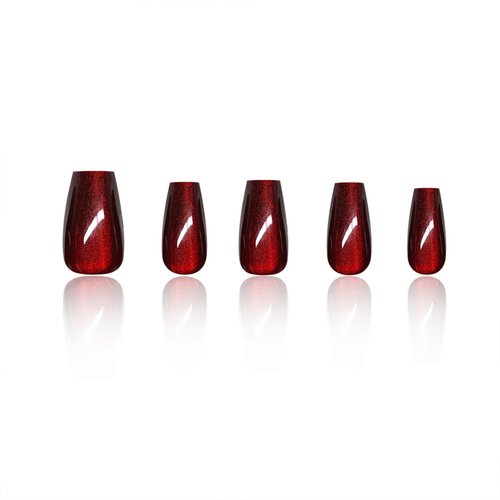 Red Press on Nails Short Coffin Fake Nails Glitter False Nails with Designs Bling Acrylic Nails Press ons Glossy Glue on Nails Cute Artificial Stick on Nails for Women Nails Decorations 24pcs