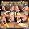LIN ZHI REN Steak Knives,Serrated Steak knife,High-Carbon Stainless Steel,Ergonomic Handles,For Restaurant Kitchen Tableware Camping,Dishwasher Safe (16 Pcs - Black)