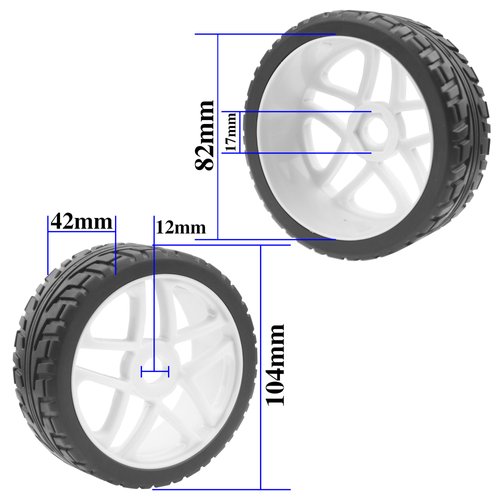 ShareGoo OD 4.09" Rubber 1/8 RC Buggy Tires and 17mm Hex Wheels Rim Compatible with Arrma Typhon Kyosho Losi VRX Redcat HSP HPI 1/8 Scale RC Off Road Buggy (White)