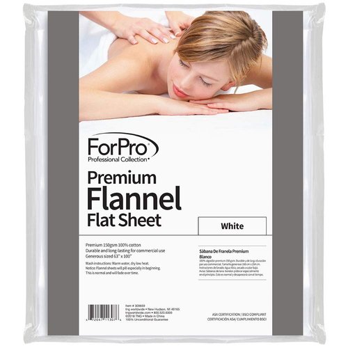 ForPro Premium Flannel Flat Sheet – Wrinkle-Resistant Massage Sheet - White