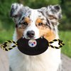 Pets First NFL Pittsburgh Steelers Football Dog Toy, Tough Quality Nylon Materials, Strong Pull Ropes, Inner Squeaker, NFL Team Color