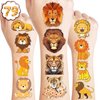 8 Sheets Lion Temporary Tattoo Tattoos Theme Safari Jungle Birthday Party Supplies Decorations Favors Decor Stickers for Men Women Kids Gifts School Prizes Rewards