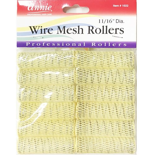 Annie Wire Mesh Rollers #1022, 12 Count Yellow Small 11/16 Inch (5 Pack)