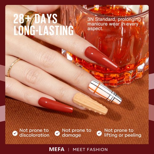 MEFA Fall Winter Gel Nail Polish Set, 12 Colors Burgundy Red Gel Polish Set Flash Dark Red Glitter Nail Polish Gel Nude Brown Pink Gel Nail Gifts for Women Girl DIY Salon Home Manicure
