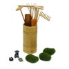 Mini Zen Garden Rake Tool - Tabletop Meditation Rock Sand Garden Kits with Moss Rakes Brusher Spoon Figurines Holder
