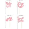 24Pcs Baby Girl Cupcake Toppers Pink Glitter Moon Star Sweet Baby Girl Cupcake Picks Decorations for Gender Reveal Baby Shower Kids Girls Birthday Party Supplies
