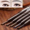 Magik 2 Pack Waterproof Eyebrow Pencil Retractable Slant Tip & Brush Double-ends Natural Hair-like Look (#3 Coffee)