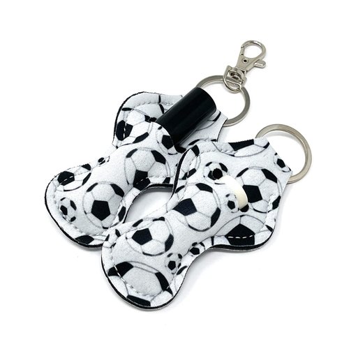 allydrew 10 Pack Chapstick Holder Keychain, Keyring for Lip Balm Lip Gloss Lipstick with 10 Pieces Metal Keyring Clasps, Soccer