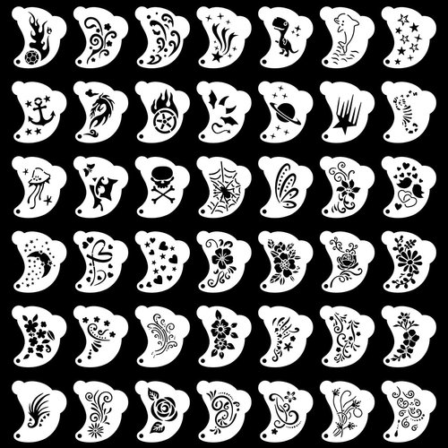Bowitzki Reusable Face Paint Stencil (42pieces) for Eye Body Face Painting Halloween Party Makeup Temporary Tattoos Stencils
