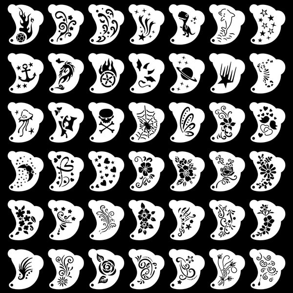 Bowitzki Reusable Face Paint Stencil (42pieces) for Eye Body Face Painting Halloween Party Makeup Temporary Tattoos Stencils