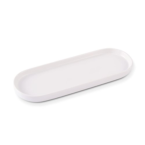 Ceramic Sink Tray, Bathroom Counter Tray, Bathtub Tray, Cosmetics Dish, Candle Tray, Perfume Shampoo Liquid Soap Tray Simple Style Design Suit for Bathroom and Kitchen (White)