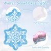 JarThenaAMCS 60Pcs Snowflake Paper Plates Christmas Pink Blue Purple Snowflake Shape Plates Snow Disposable Plates for Winter Xmas Holiday Party Tableware Supplies