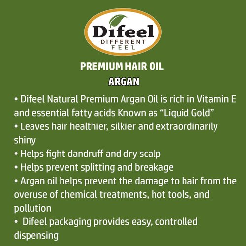 Difeel Premium Natural Hair Oil - Argan Oil 2.5 ounce (3-Pack)