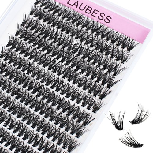 Lash Clusters 240pcs Individual Lashes D Curl Cluster Lashes Mixed Length Eyelash Clusters DIY Lash Extension Kit Cluster Eyelash Extensions (40D-0.07D, 20mm)