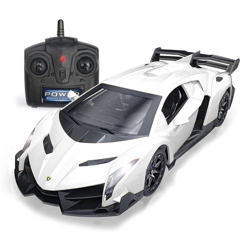 QUN FENG Remote Control RC CAR Racing Cars Compatible with Lamborghini Veneno Officially Licensed 1:24 Toy RC Cars Model Vehicle for Boys 6,7,8 Years Old,White