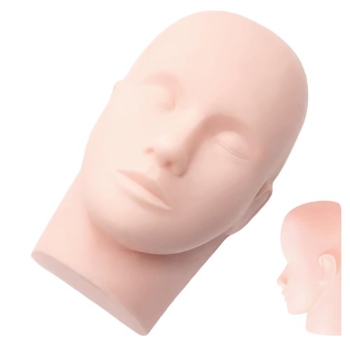 Eaaxup 2pc Lash Mannequin Head Training Mannequin Flat Head Practice Make Up Eye Lashes Eyelash Extensions，Easy to Clean Cosmetology Doll Face Head,Soft-Touch Rubber Practice Head