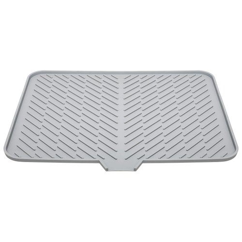 Luxet Silicone Dish Drying Mat with Built-in Drain Lip - Hygienic Drying Pad - Sturdy Compact Easy to Clean Tray Protects Surfaces Prevents Water Build Up - 23 X 17 (Grey)