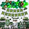 Homond Army Party Decorations, Army Birthday Party Supplies Kit, Army Decorations For Party, Army Banner Cake Topper Swirls, Camouflage Balloon Garland Arch Kit Green Brown