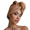 Hair Plopping Towel, Pure TShirt Cotton - Plop Wrap for Drying Wet Curls - Cap Ideal forWomen, Girls and Kids - Quick Dry Head Turban and Super Absorbent Anti Frizz Curly HairAccessories (Cappuccino)