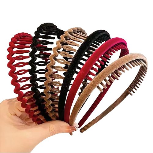 6PCS Fashion Hair Band Headbands for Women Girls Hair Accessories Non-Slip Wavy Hairband Hair Hoop with Resin Teeth Comb