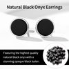ChicSilver Mens Black Stud Earrings 925 Sterling Silver Round Black Onyx Stud Earrings with Viking Rune Men Earrings Studs