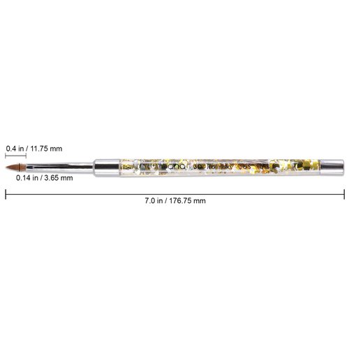 PANA 3D Kolinsky Nail Art Brush - Gold Glitter Handle, Size 5 - Acrylic Nail Art Sculpture Brush for Manicures Pedicure Salon Professional or Beginner