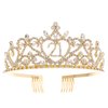 Ella Celebration 21 Gold Tiara for 21st Birthday Party, Golden Birthday Girl Crown (Gold)
