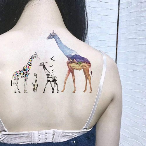Oottati 2 Sheets Assorted Temporary Tattoo Stickers Black Wild Color Giraffe Perfect for Parties, Events and More