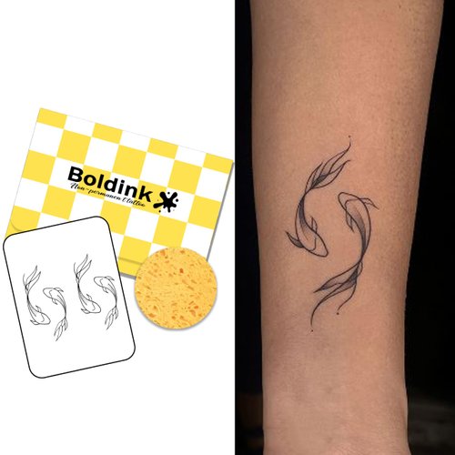 Boldink Semi-permanent tattoos, realistic fake tattoos, last 7-15 days, waterproof non-reflective temporary tattoo stickers, cruelty-free, uniquely designed exquisite packaging（Pisces）
