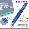 natraco Slant Tweezers - Sharp Precision Stainless Steel - Professional Tweezers for Eyebrows & Facial Hair Removal (Blue Textured)