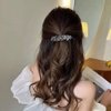 Flower Rhinestone Hair Barrettes for Women Fine Hair Glitter Sparkle Fancy Hair Clips for Women And Girls Elegant Pearl Barrettes (Light Grey)