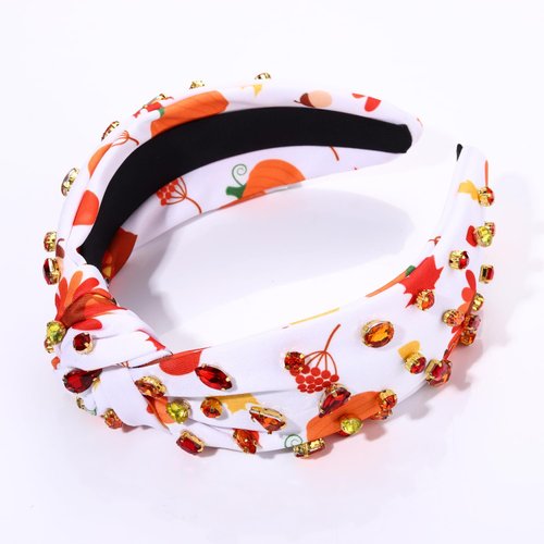 Thanksgiving Crystal Velvet Headband Cross Knotted Turban Headdress Colorful rhinestone Statement Wide Hair Band Hoop Accessories For Women Girls
