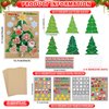 Justforjoyful 24 Sets Christmas Card Making Craft Kit for Kids 3D Christmas Tree Cards Crafts DIY Handmade Greeting Card Holiday Xmas Art and Crafts Supplies for Christmas Home Classroom Activities