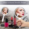 Jetec Hand Mirror Double-Sided Handheld Mirror 1X/ 2X Magnifying Mirror with Handle Transparent Hand Mirror Rounded Shape Makeup Mirror (Clear)