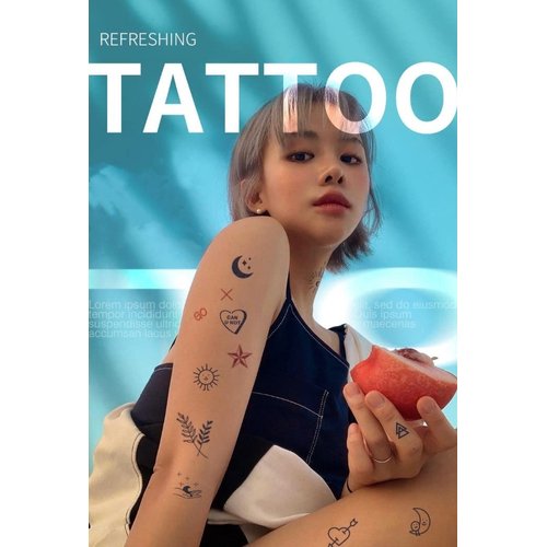 77 Designs Tattoo Tech, Long Lasting Temporary Tattoos, Last 1-2 Weeks, Waterproof, Semi Permanent Tattoo, Realistic look, No Adhesive, No reflection (Party Bundle A)