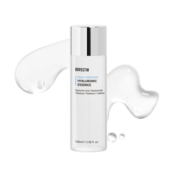 ROVECTIN Aqua Hyaluronic Essence (Activating Treatment Lotion) - 7 Layers Hyaluronic Acid Facial Toner with Niacinamide & Panthenol, Vegan Korean Skin Care (3.34 fl.oz)