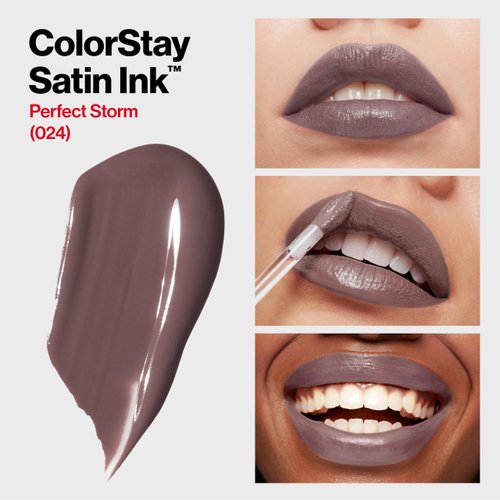 Revlon Liquid Lipstick, Face Makeup, ColorStay Satin Ink, Longwear Rich Lip Colors, Formulated with Black Currant Seed Oil, 024 Perfect Storm, 0.17 Fl Oz, RV CS SATIN INK PERFECT STORM