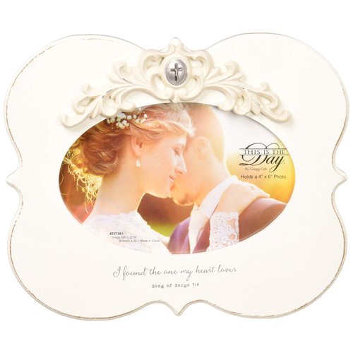 Enesco This is the Day by Gregg Gift Wedding Whitewash Wedding Photo Frame, 4x6”