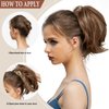 CJL HAIR Claw Clip Short Ponytail Hair Extensions Bendable Metals Messy Bun Hair piece Wavy Curly Fake Hairpieces (Dirty Blonde, Straight,8inch)