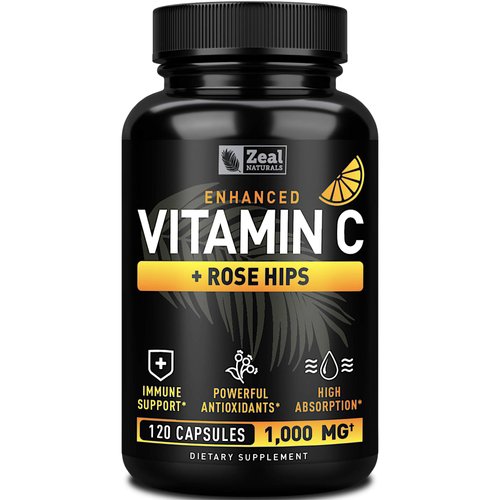 Vitamin C 1000mg with Rosehips (120 Capsules | 1000mg) Pure Vitamin C Capsules - Ascorbic Acid + Rose Hips for Powerful Immune System Support - High Dose Vitamin C for Adults Immune Support Vitamins