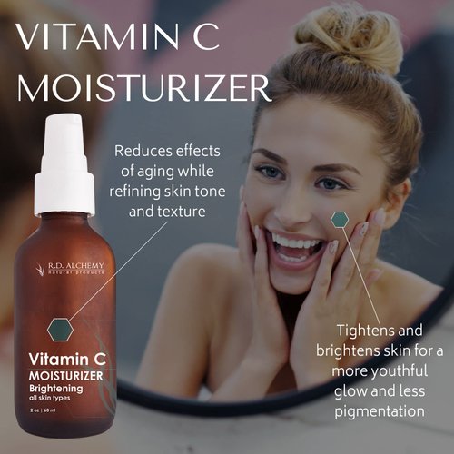 99% Natural & Organic Vitamin C Skin Brightening Moisturizing Cream for Face & Neck Tightening, Dark Spot Removal, Wrinkles, Glowing Skin. Natural Skincare for Professionals and Estheticians.