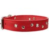 Genuine Leather Dog Collar Studded 1.5" Wide, 16.5"-20" Neck (Red)