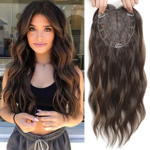 gulagula Wavy Hair Topper 20" Hair Toppers for Women with Thinning Hair Synthetic Hair Pieces for Women Fake Hair Extensions, Wigs & Accessories