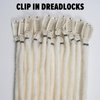 Kyriena 24 Inch 7PCS Single Clip in Dreadlock Extensions, Pearl White Clip in Fake Dreads Thin 0.6cm Hair Extensions, Reggae Hippie Synthetic Single End Dreadlocks for Women