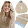 Tape in Hair Extensions Human Hair 100% Remy Hair 20pcs 50g/Pack Straight Seamless Invisible Skin Weft Extensions Easy to Apply and Style (#60 Platinum Blonde, 18 Inch)