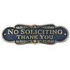 Brass Finish No Soliciting Thank You Sign 8" - Solid Brass Finish Wall Plaque - No Soliciting Thank You