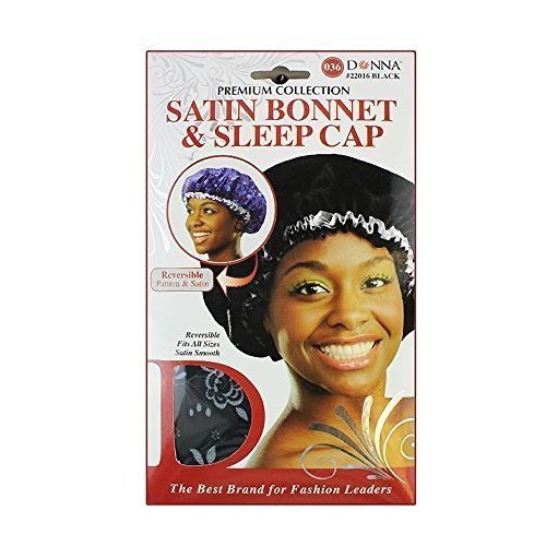 DONNA Flower Pattern Sleep Cap Hair Sleep Shower Cap Bonnet satin Bonnet for Sleeping Hat BLACK COLOR
