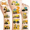 100 PCS Construction 2nd Temporary Tattoos Birthday Party Decorations Favors Supplies Trucks Tractor Two Years Old Vehical Excavator Bulldozer Stickers Gifts For Boys Classroom School Prizes Reward